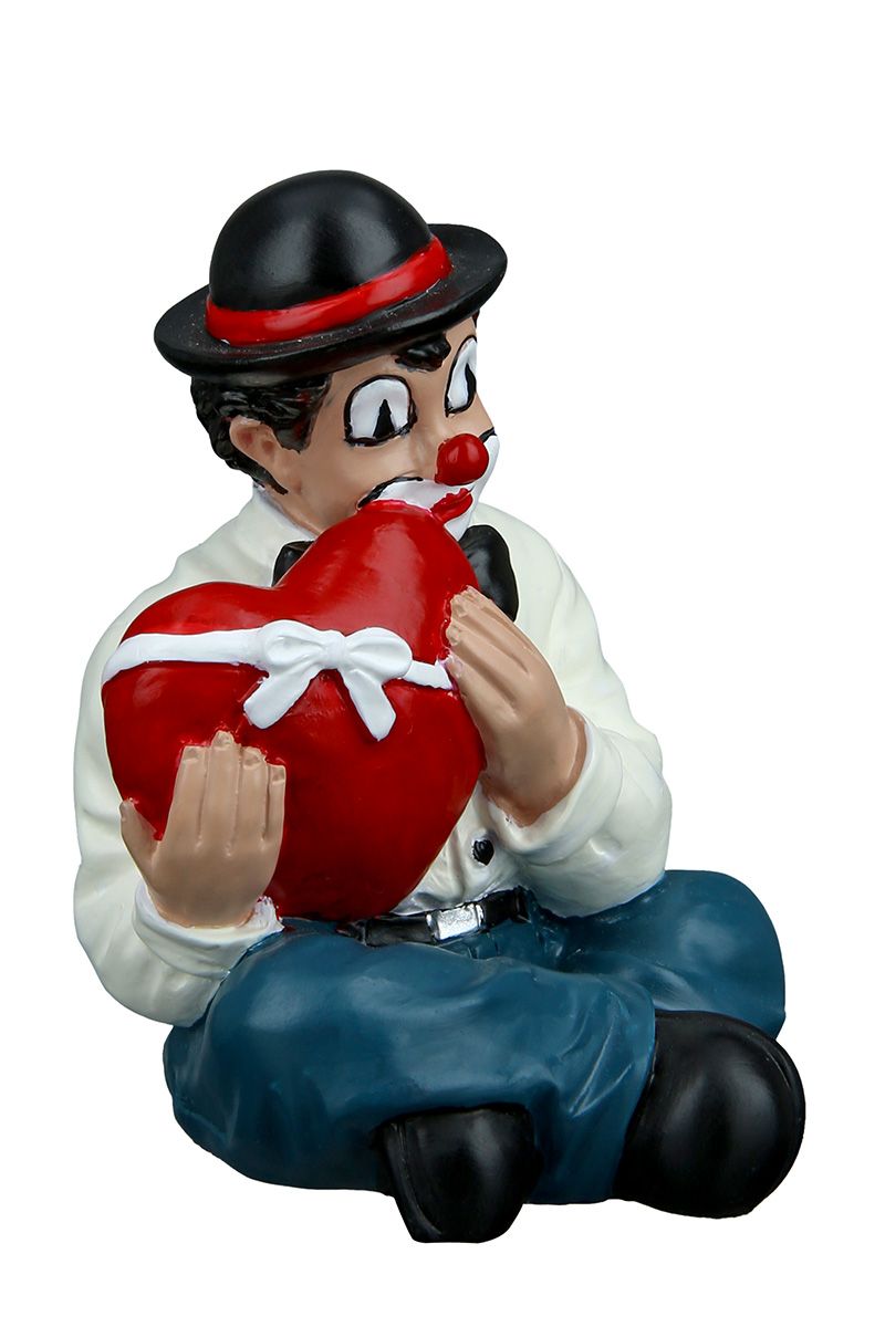 Clown Paket Herzensgruß Handbemalte Sammlerfigur in Geschenkbox mit Grußkarte und Überraschungspräsent