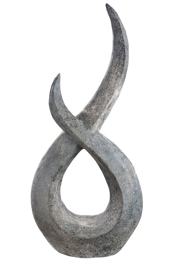 2 parts Sculpture "Flame" gray antique finish stone look suitable for outdoor use