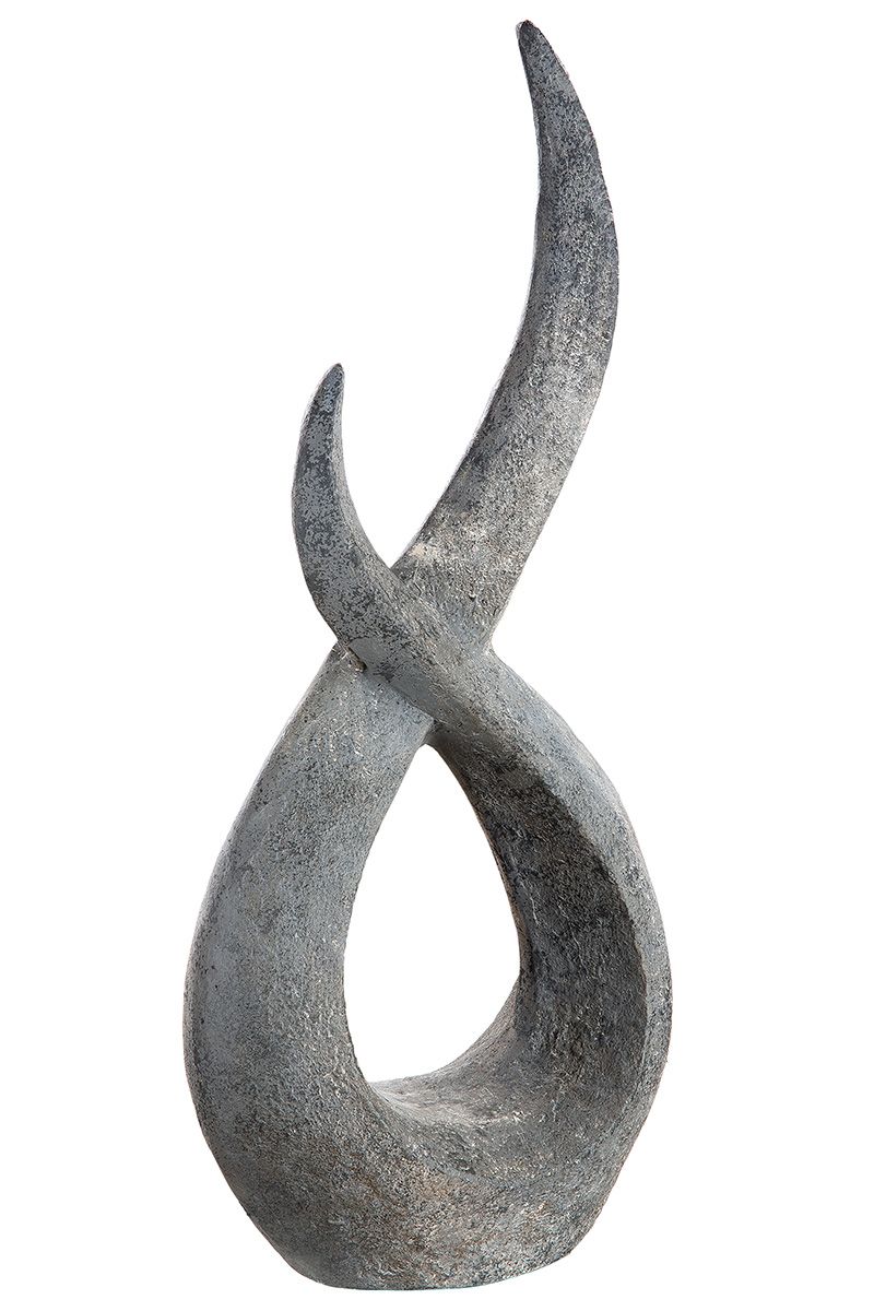 2 parts Sculpture "Flame" gray antique finish stone look suitable for outdoor use
