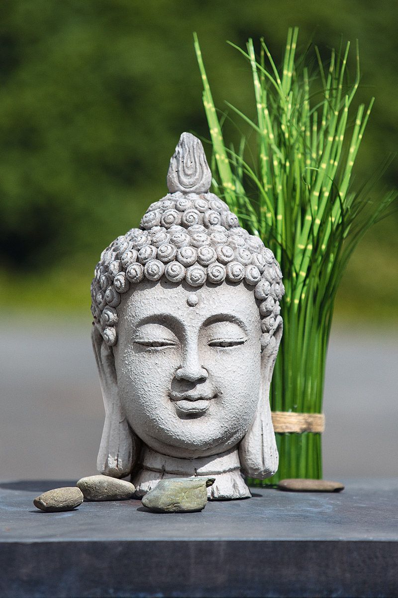 2er Set Magnesi Büste Thai Buddha für den Außenbereich