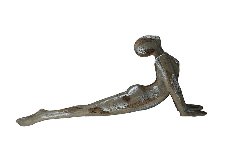 2er Set Poly Figur Yoga Frau Hände zum Boden Breite 39cm silberfarben