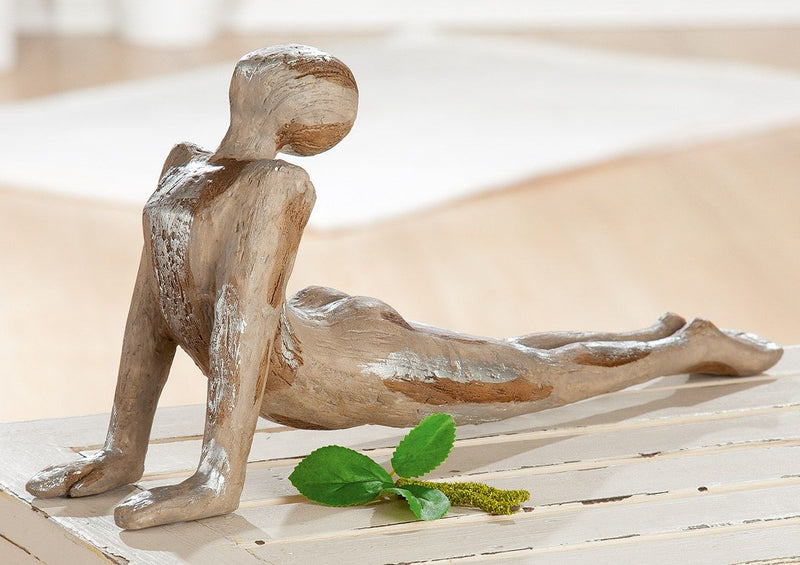 2er Set Poly Figur Yoga Frau Hände zum Boden Breite 39cm silberfarben
