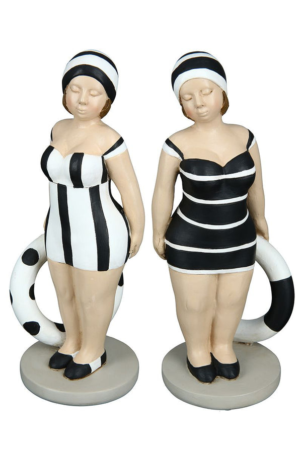 4tlg Maritime Strandschönheiten, 20,5cm Kunstharz Figuren auf Base