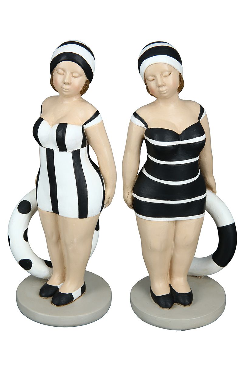 4-piece maritime beach beauties, 20.5cm resin figures on base