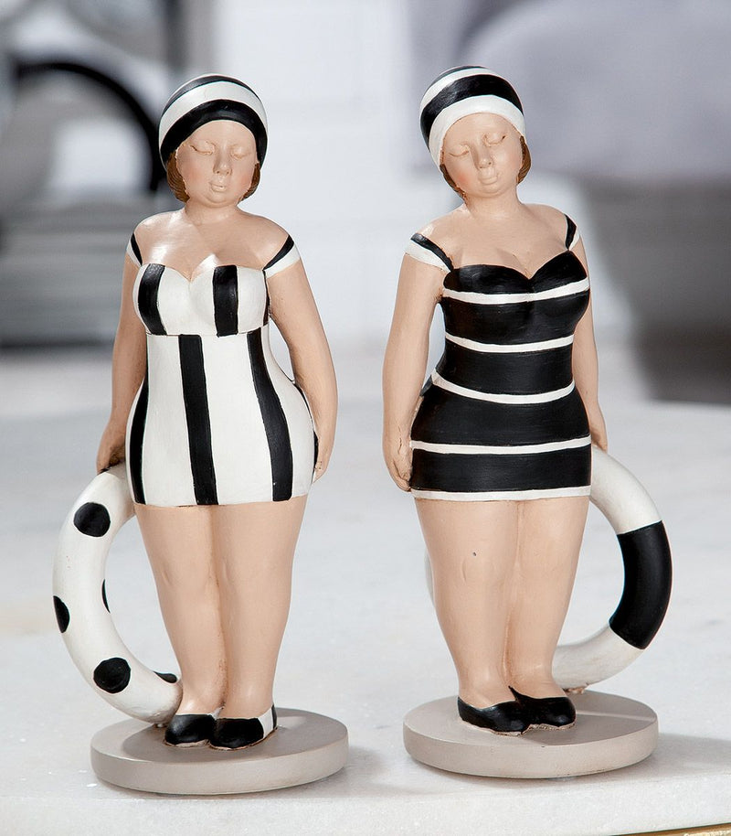 4-piece maritime beach beauties, 20.5cm resin figures on base