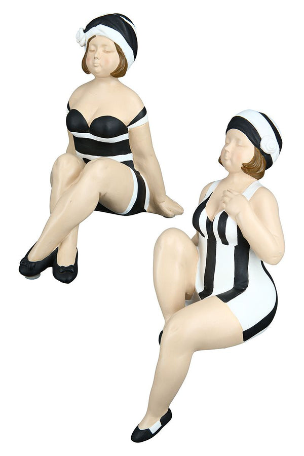2tlg. Poly Figur "Becky" schwarz/weiß Kantensitzer
