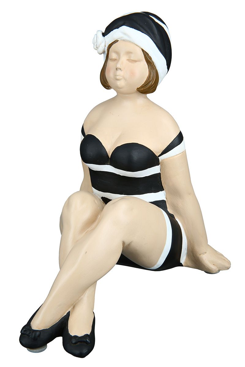 2tlg. Poly Figur "Becky" schwarz/weiß Kantensitzer