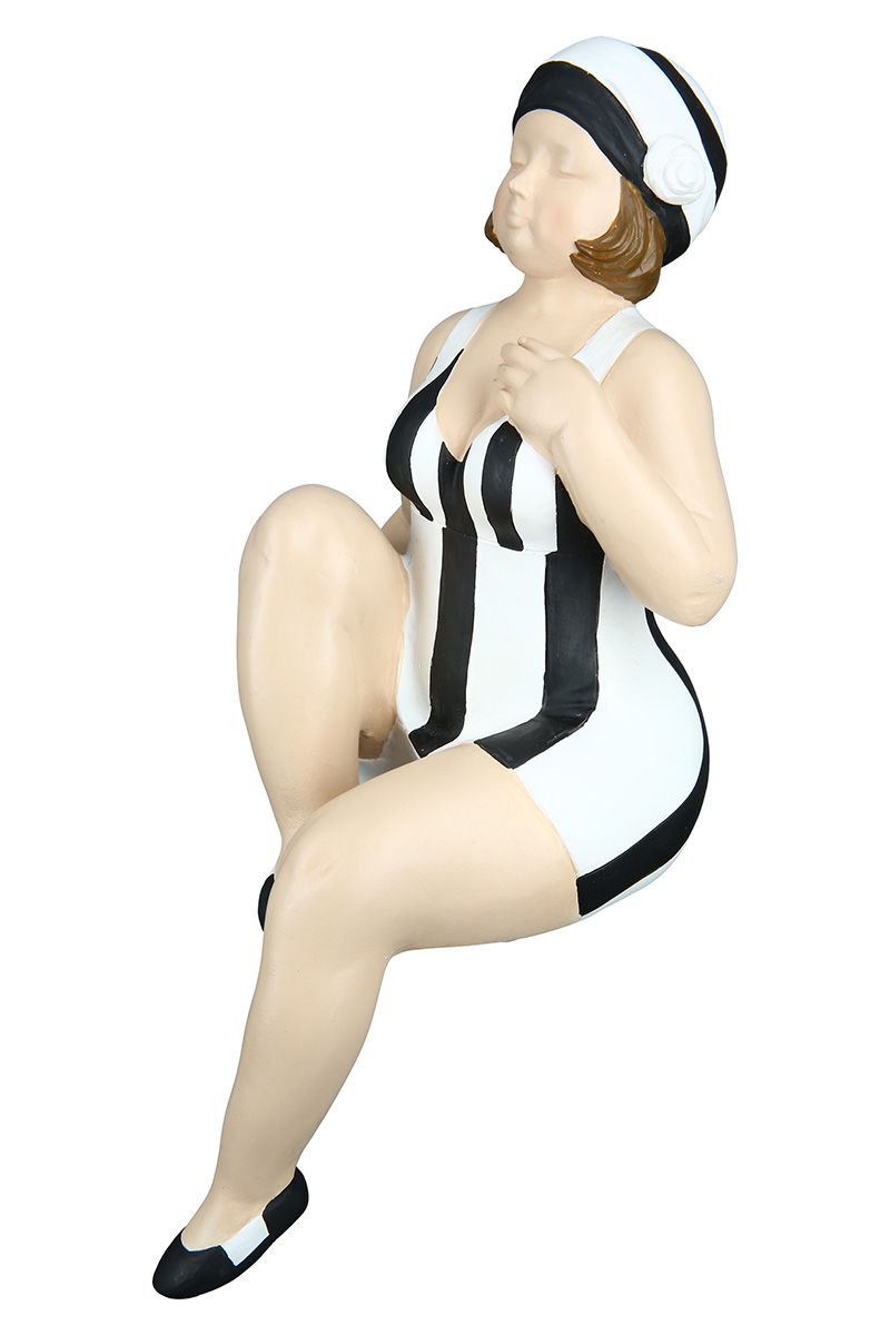 2tlg. Poly Figur "Becky" schwarz/weiß Kantensitzer