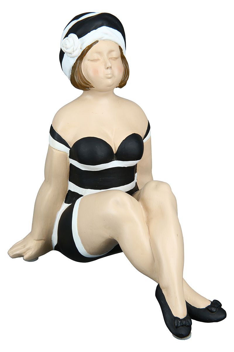 2tlg. Poly Figur "Becky" schwarz/weiß Kantensitzer