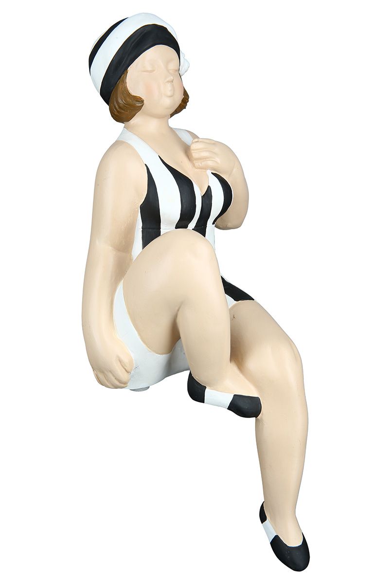 2tlg. Poly Figur "Becky" schwarz/weiß Kantensitzer