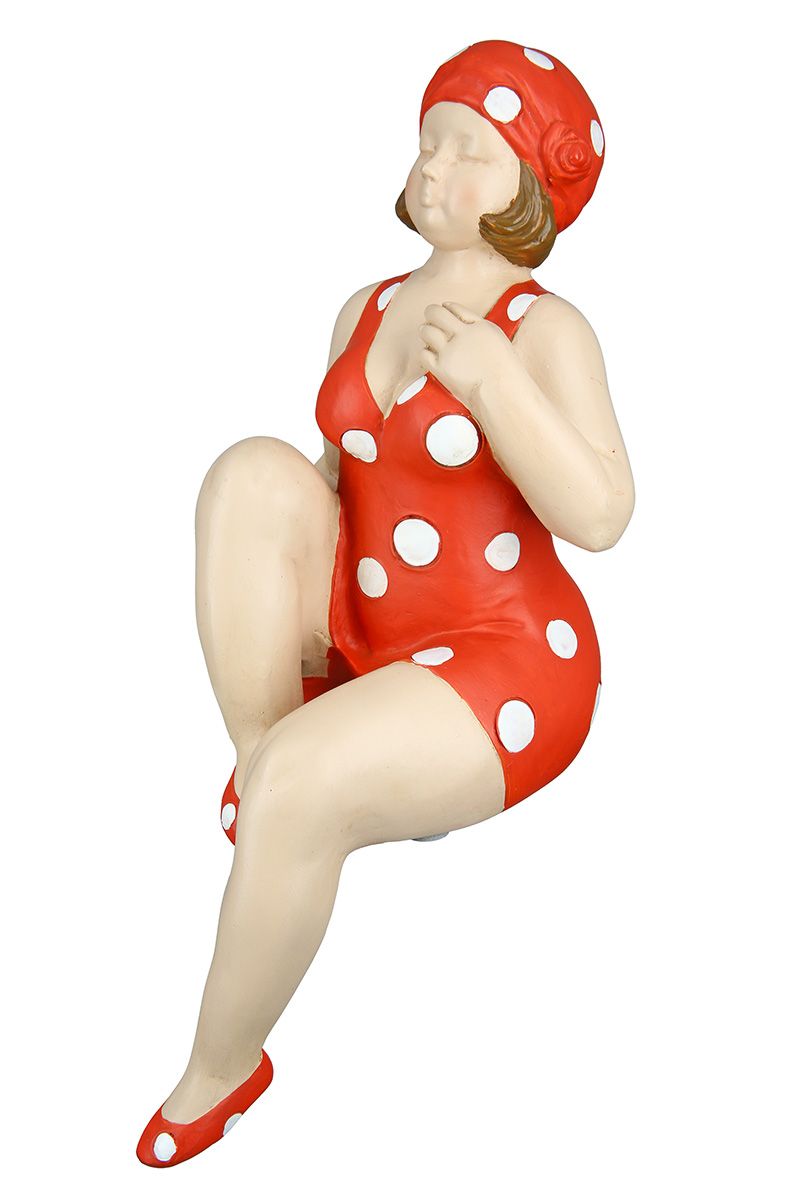 2 parts Poly figure "Becky" red/white edge sitter