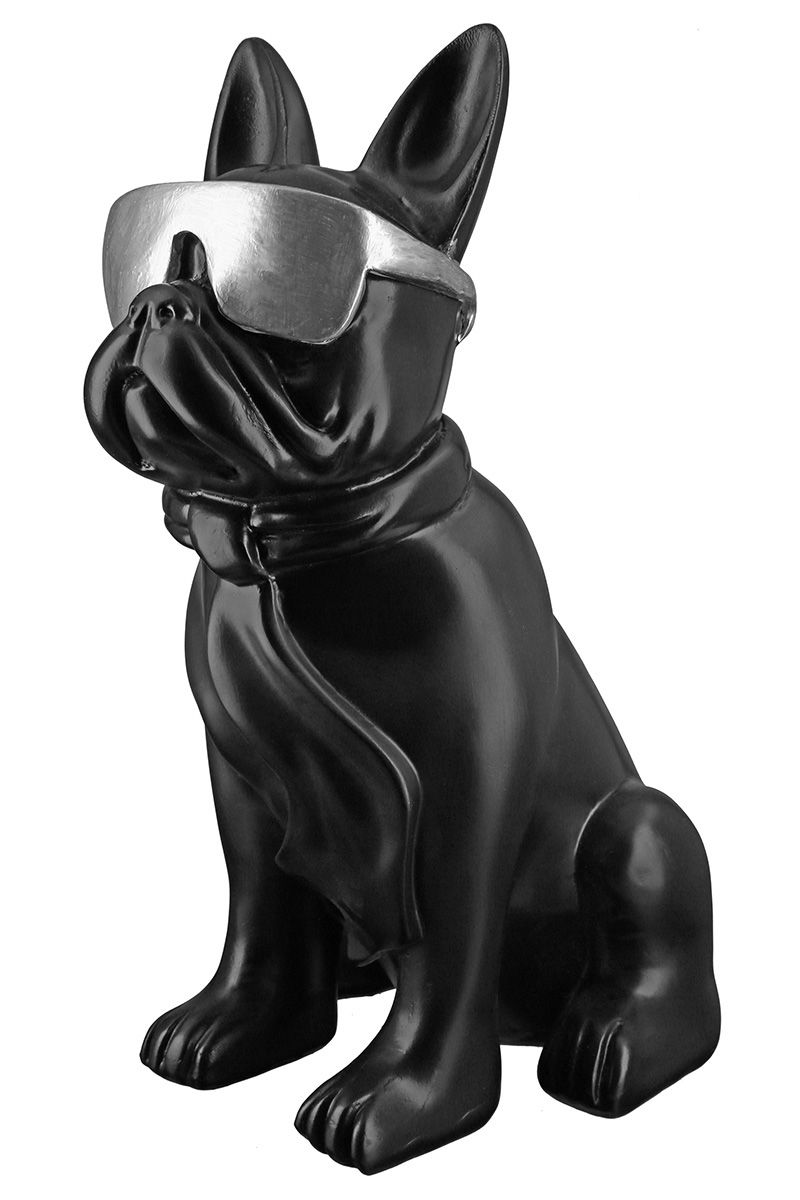 Poly Pug Cool Dog sitting black height 35cm