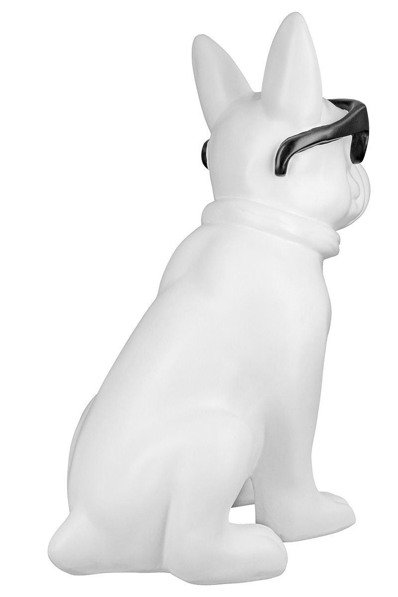 Poly Pug Cool Dog sitting white height 35cm