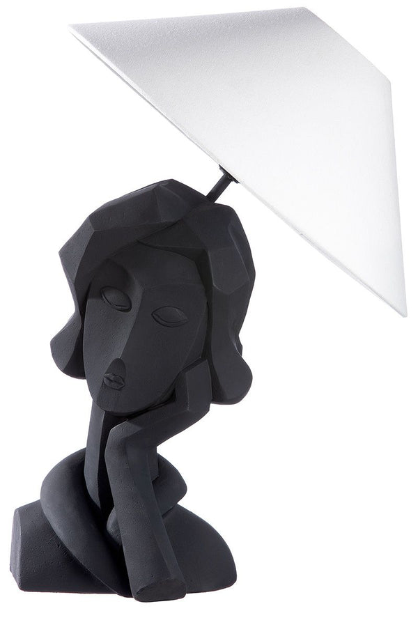 Table lamp Jolie - elegant lady with cream and white shade handmade in resin