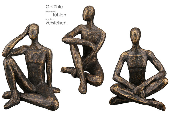 3er Set Relax Figuren sitzend mit Spruchanhänger Höhe 14.5cm