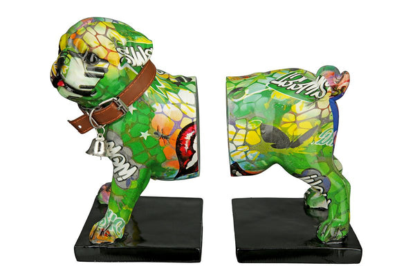 GILDE Bookend Pug Street Art - multicolored with collar and bell