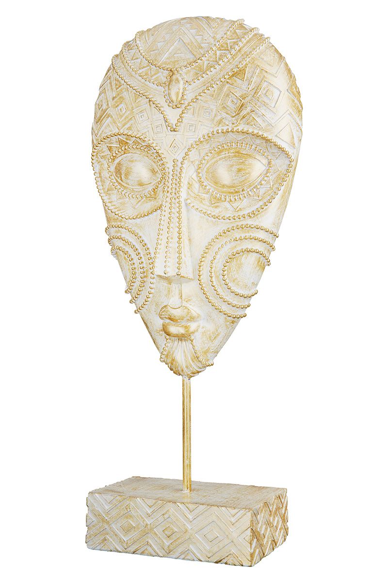 Poly sculptuur GISEH wit goudkleurig afgeveegd met decoraties