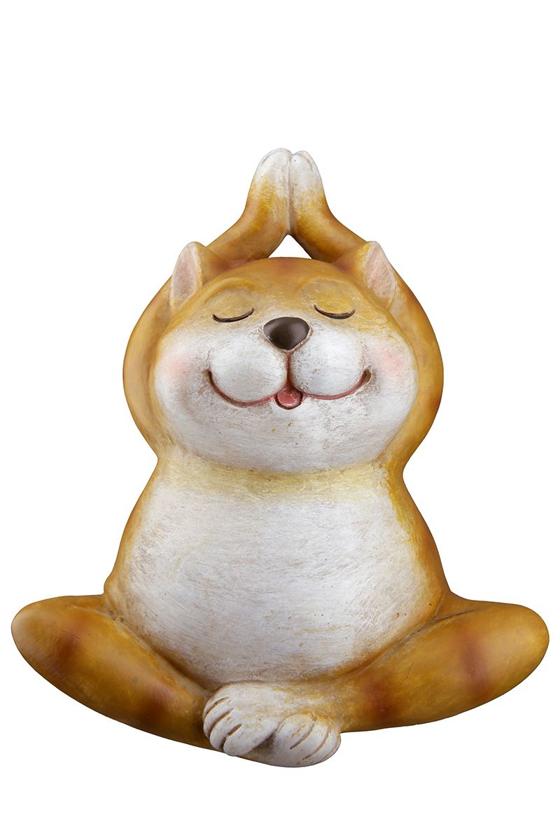 3er Set Handgefertigte Katzen "Yoga Trio" aus Kunstharz für Meditation und Dekoration, braun, 9cm x 14.5cm x 15cm