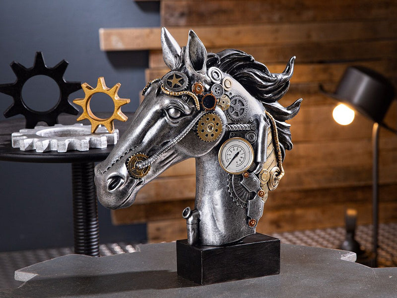 Steampunk Horse - A mesmerizing art sculpture made of synthetic resin