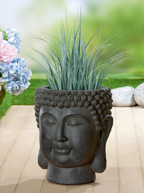 Magnesi Pflanzgefäß BUDDHA anthrazit Höhe 37.5cm für den Außenbereich geeignet
