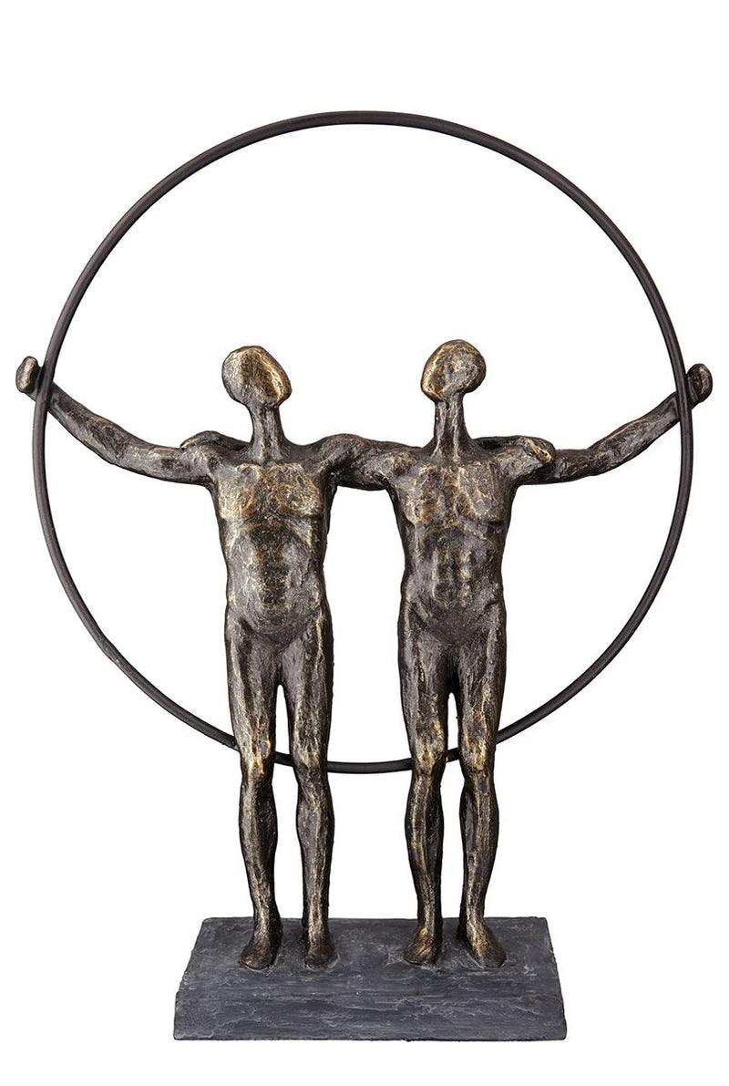 Romantische sculptuur 'Twee mannen' - Handgemaakt polyfiguur van hars met inspirerende spreukkaart