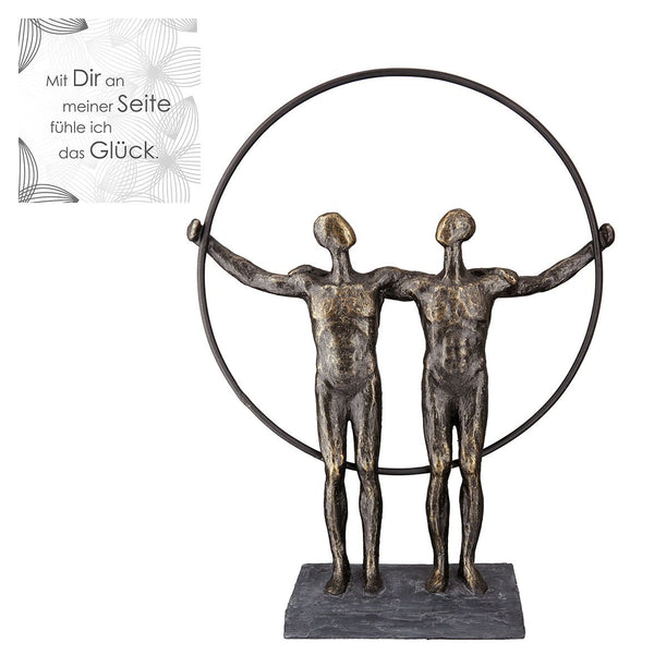 Romantische Skulptur 'two men' - Handgefertigte Kunstharz-Poly Figur mit inspirierendem Spruchkarte