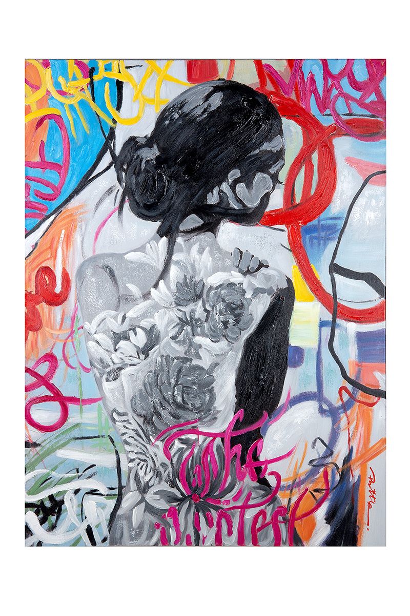 Schilderij PopArt Beauty - Handgeschilderde, kleurrijke canvaskunst in een houten frame