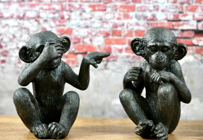 Set of 3 monkeys hear, see, speak nothing - 15cm height