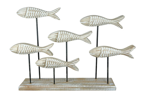 Dekorativer Fischschwarm aus Mangoholz