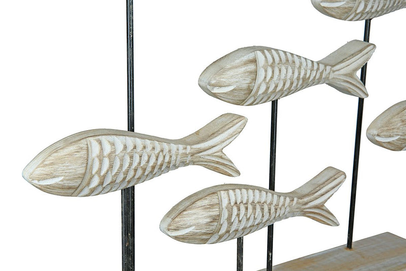 Decorative school of fish made of mango wood