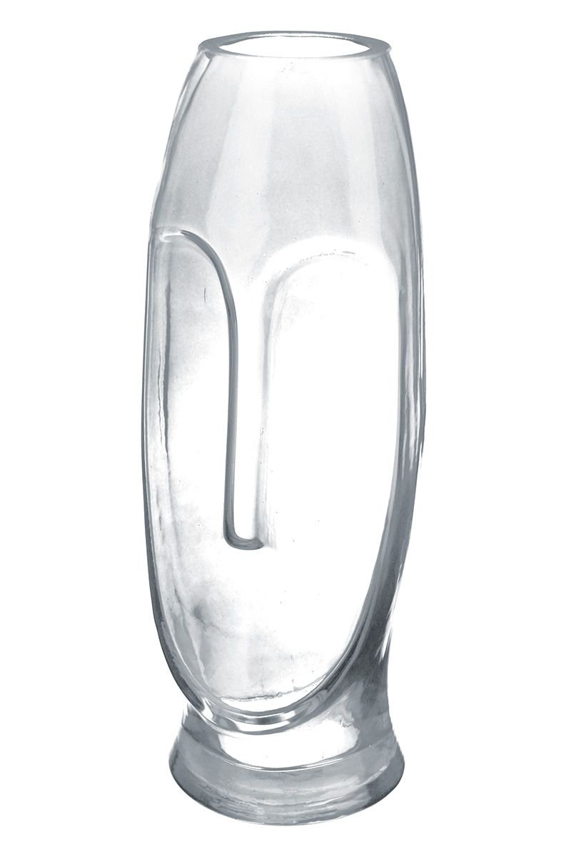 Glas Vase Moai grau Höhe 25cm oder 30cm