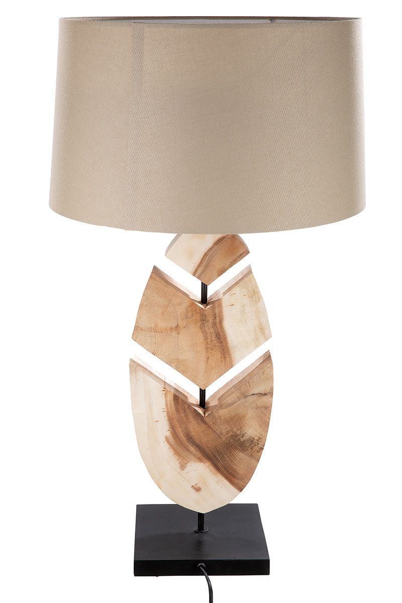 Wooden lamp Wooden Feather natural / black Lampshade beige Handmade Width 34cm