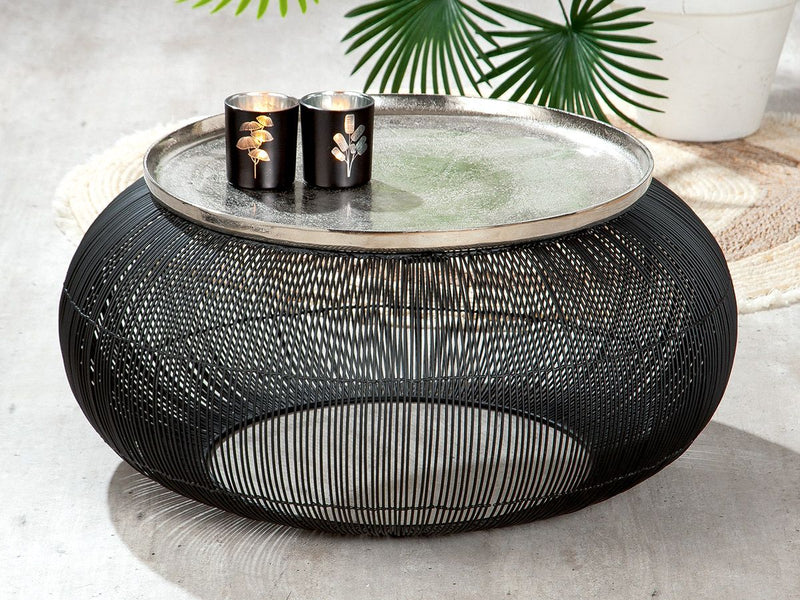 Aluminium tafel "Puntual" - Moderne tafel met een elegante uitstraling in zwart en zilver 64cm