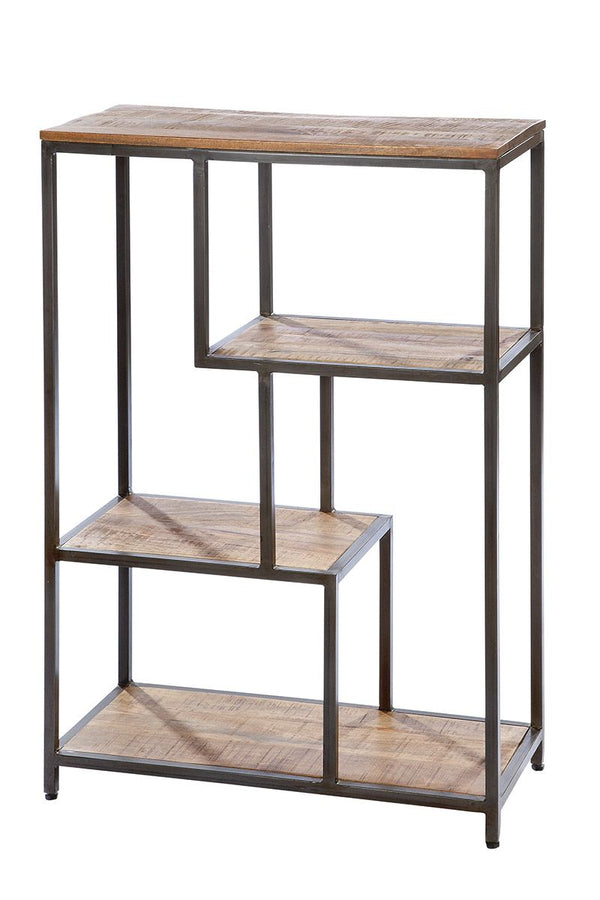 Wooden shelf wide Camara shelf wide 4 shelves made of mango wood metal frame 116cm