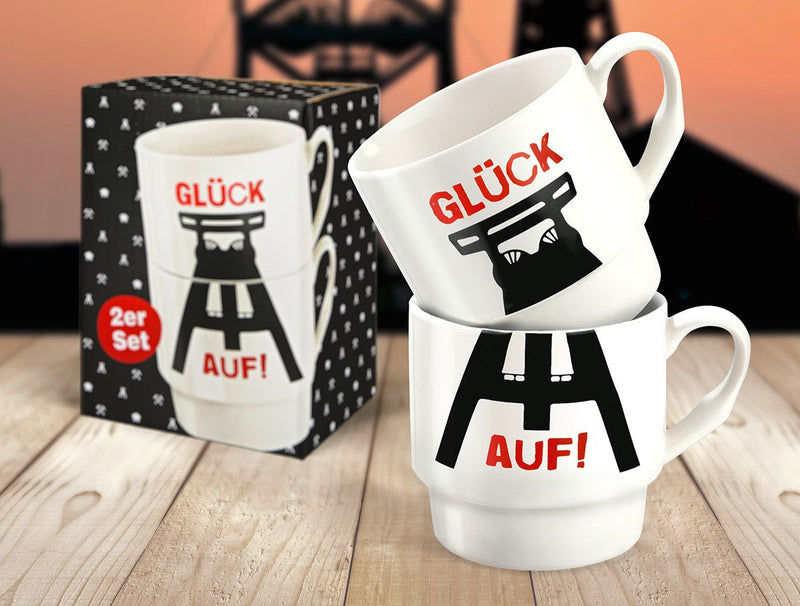 Set of 6 2-piece stacking cups Glück Auf Tradition meets modernity in bone china