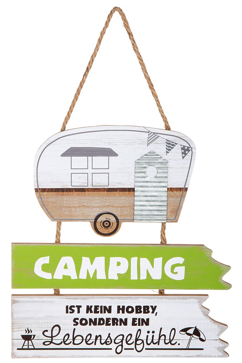 2er Set MDF Hänger Camping Im Hotel sind wir Gast - Hier sind wir zu Hause" / "Camping ist kein Hobby, sondern ein Lebensgefühl"