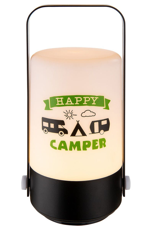 4er Set LED Dekoleuchte Happy Camper' - Stilvolle Campinglampe in Schwarz/Weiß/Grü