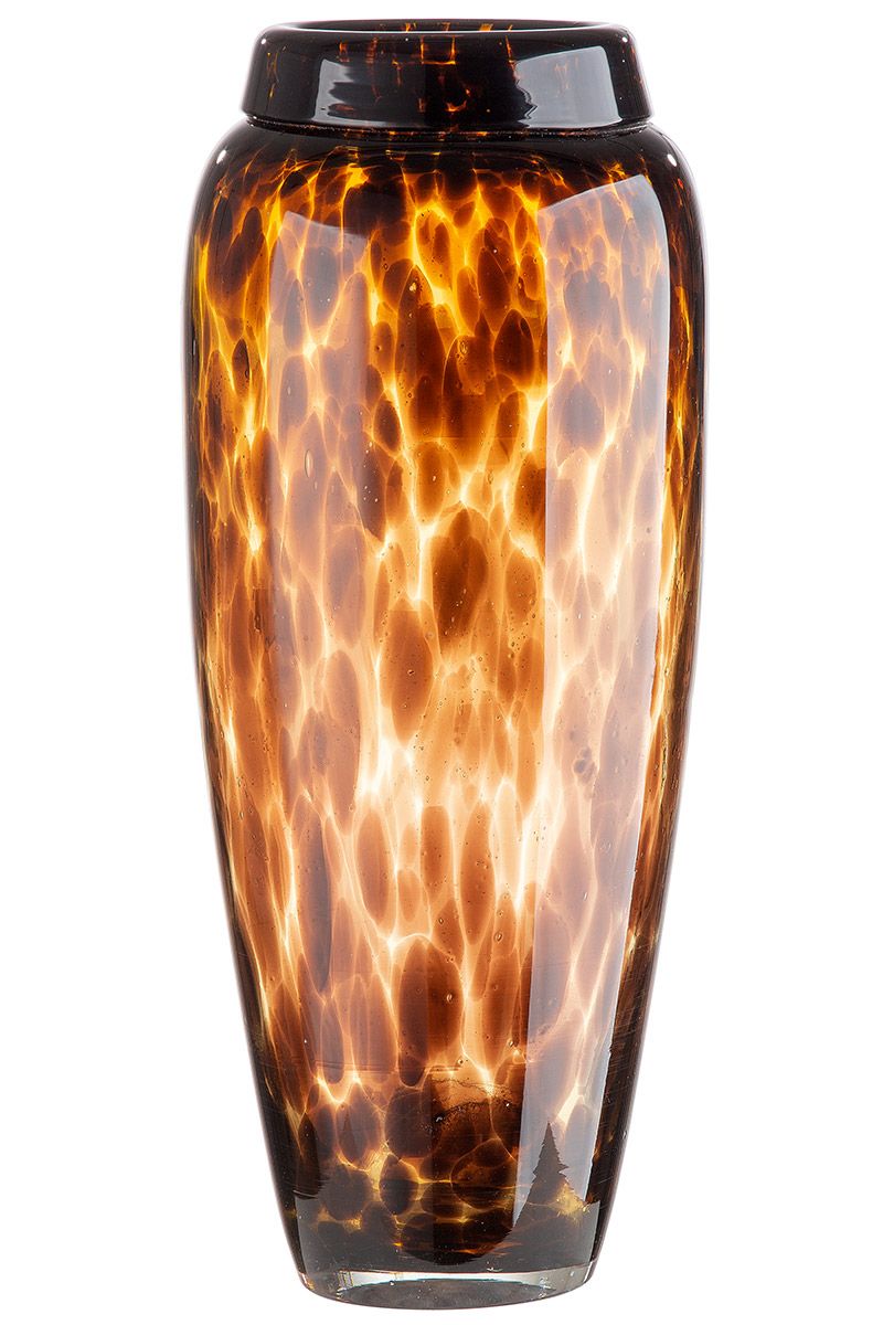 Glass Vase Jungle dark brown spotted through-dyed Height 35cm