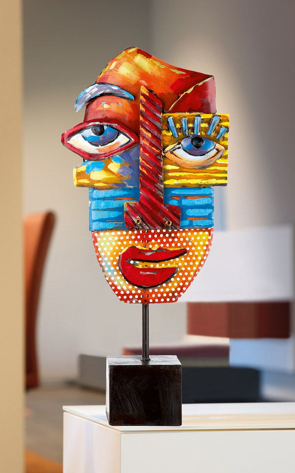 Metalen sculptuur Vite Naso - Moderne kunst op zwarte voet, handgemaakt abstract