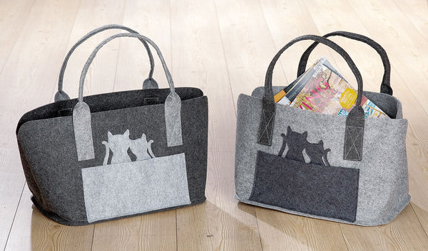 Vilten tas kat paar shopper tote tas, handtas, cadeau idee, boodschappentas