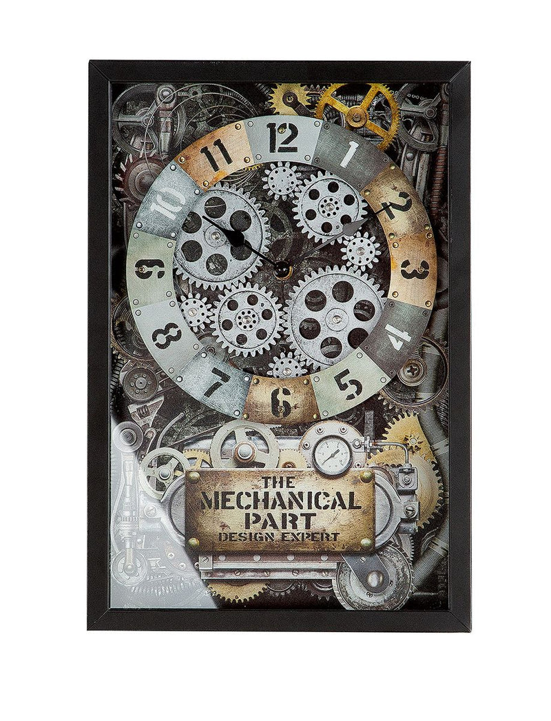 Wandklok in Steampunk-stijl met bewegende tandwielen en vintage look
