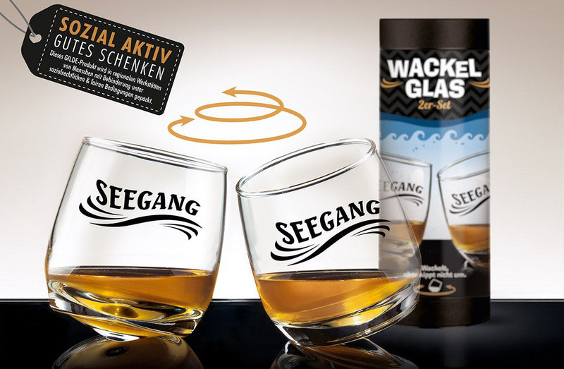 2er Set Wackelglas "Seegang" - Maritimes Meerfeeling zum Verschenken oder selbst genießen