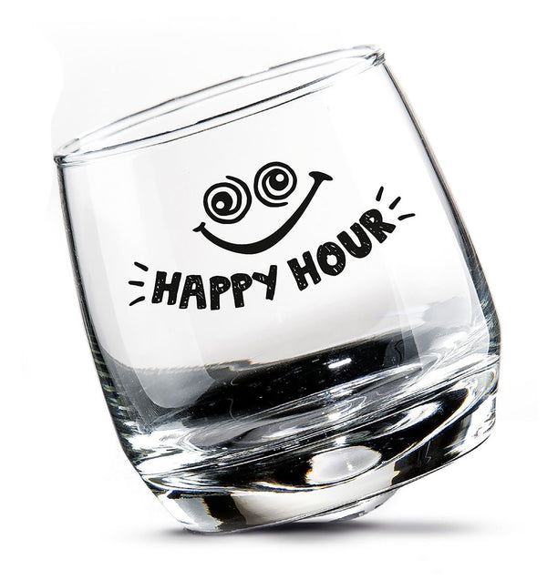 2er Set Wackelglas "Happy Hour" - lustige Geschenkidee für Party-Liebhaber, handgefertigt von Menschen mit Behinderung