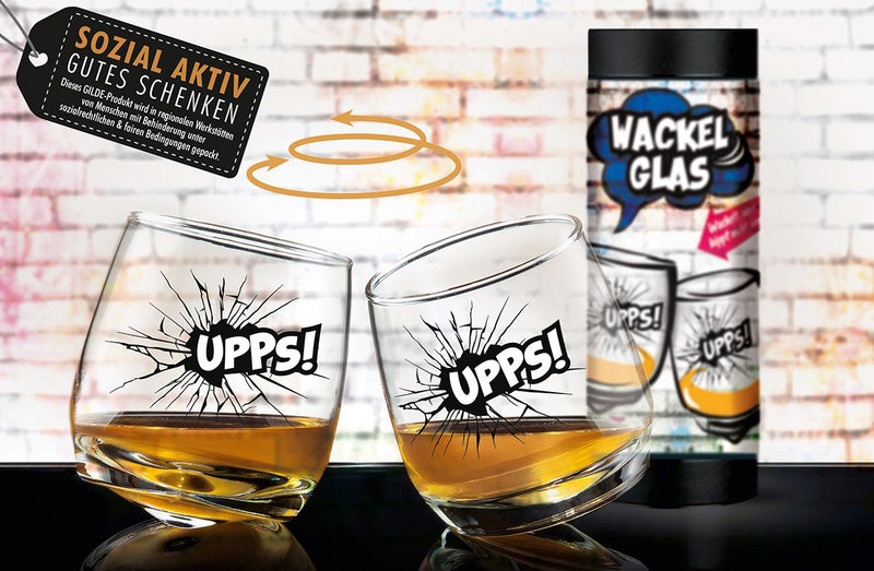 Set of 2 wobbly glasses UPPS Funny and original gift from regiona