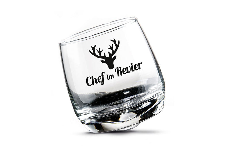 Set van 2 wiebelglazen "Chef im Revier" - leuk cadeau-idee voor de baas en natuurliefhebbers
