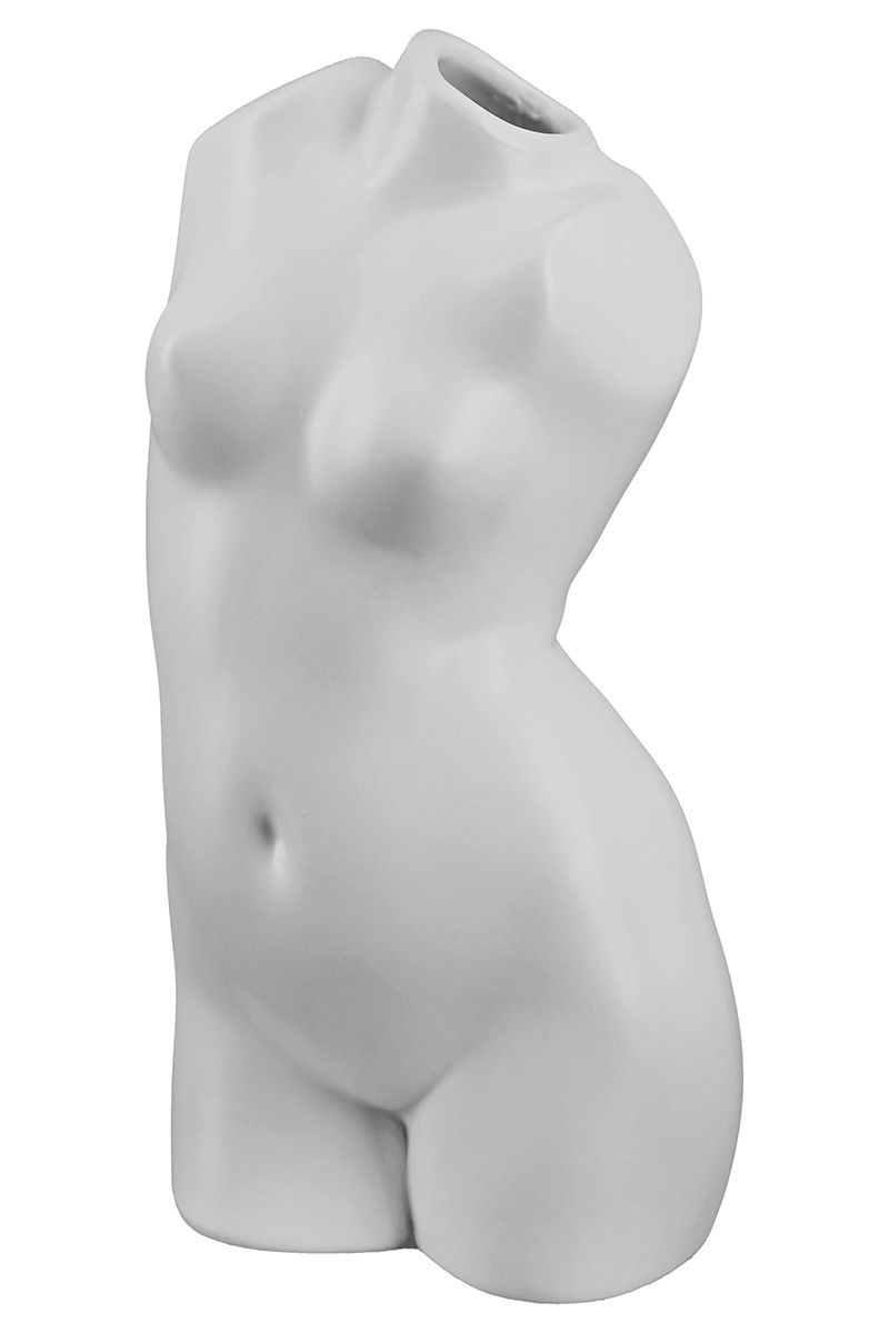 MF keramische vaas "White Lady" mat witte decoratie Exclusieve hoogwaardige vaas Hoogte 21cm Vrouwenlichaam