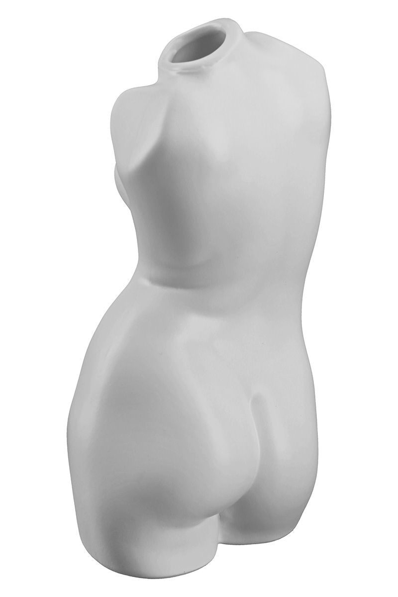 MF keramische vaas "White Lady" mat witte decoratie Exclusieve hoogwaardige vaas Hoogte 21cm Vrouwenlichaam