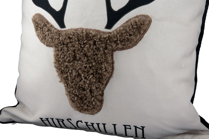 Stilvolles 3er Set Stoff Kissen mit Hirschkopf-Design aus Wolle und Samt - Luxuriöse Dekoration für jeden Raum