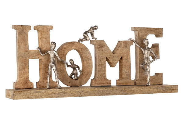 Houten letters HOME Mangohout in natuurlijke kleuren Figuren van aluminium