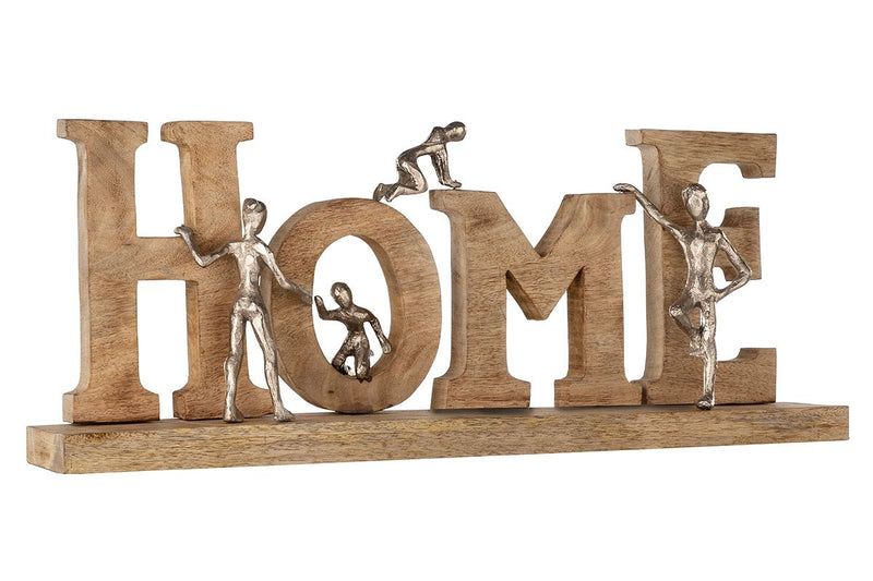 Houten letters HOME Mangohout in natuurlijke kleuren Figuren van aluminium